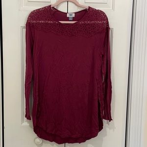 Long sleeve lace neck top